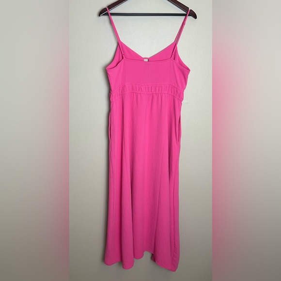 A New Day Spaghetti Strap Adjustable Slip Dress Large Maxi Barbie Pink Pockets - Picture 2 of 12